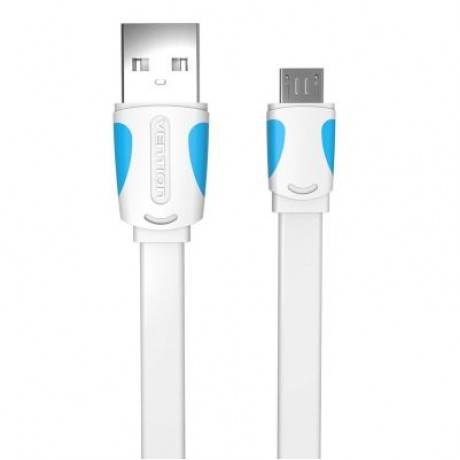 Flat USB2.0 A Male to Micro B Male Cable (WHITE)