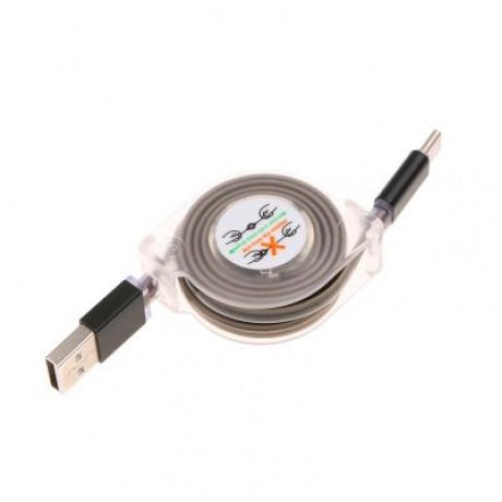Retractable USB 3.1 Type-C Fast Charging Data Cable with LED Light 1M (BLACK)