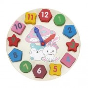 WOODEN DIGITAL GEOMETRY MATCHING CLOCK COGNITIVE TOY (COLORMIX)