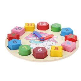 WOODEN DIGITAL GEOMETRY MATCHING CLOCK COGNITIVE TOY (COLORMIX)