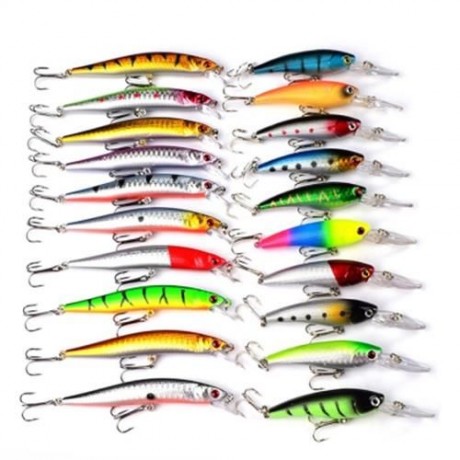 PROBEROS DWS251 20-PIECE SET ABS PLASTIC CLASSIC FISHING LURES MINNOW HARD BAIT (COLORMIX)