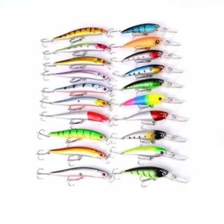 PROBEROS DWS251 20-PIECE SET ABS PLASTIC CLASSIC FISHING LURES MINNOW HARD BAIT (COLORMIX)