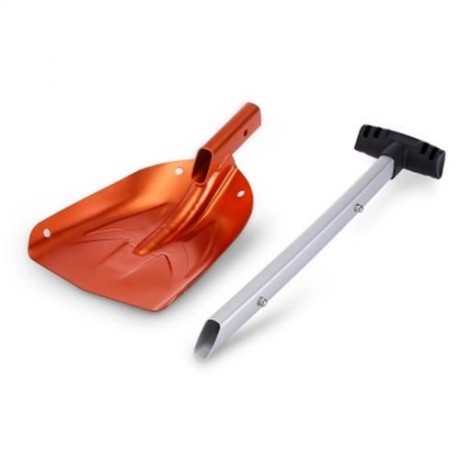 LS - 504 OUTDOOR FOLDABLE SNOW SHOVEL ALUMINUM HANDLE TOOL (ORANGE)