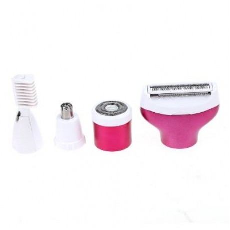 MARSKE 4 in 1 Rechargeable Shaver Epilator Nose Trimmer (PURPLISH RED)
