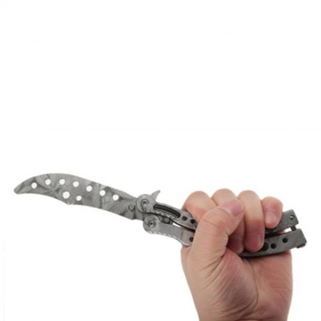 FOLDING PRACTICE BUTTERFLY UNSHARPENED FLAIL KNIFE (GRAY)