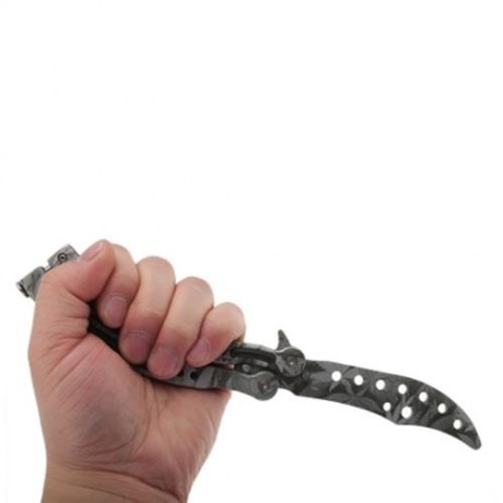 FOLDING PRACTICE BUTTERFLY UNSHARPENED FLAIL KNIFE (GRAY)