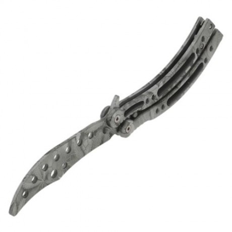 FOLDING PRACTICE BUTTERFLY UNSHARPENED FLAIL KNIFE (GRAY)