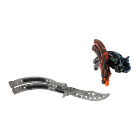 FOLDING PRACTICE BUTTERFLY UNSHARPENED FLAIL KNIFE (GRAY)