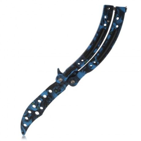 FOLDING PRACTICE BUTTERFLY UNSHARPENED FLAIL KNIFE (BLUE)