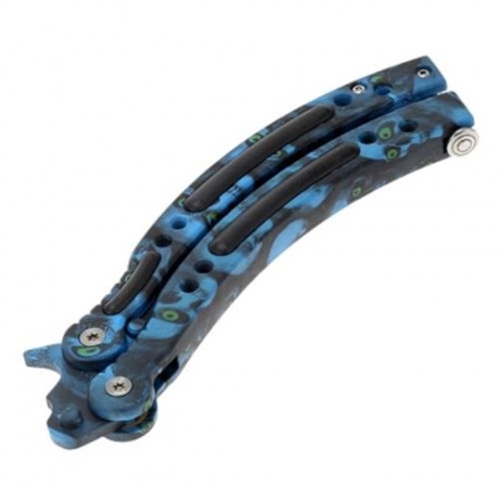 FOLDING PRACTICE BUTTERFLY UNSHARPENED FLAIL KNIFE (BLUE)