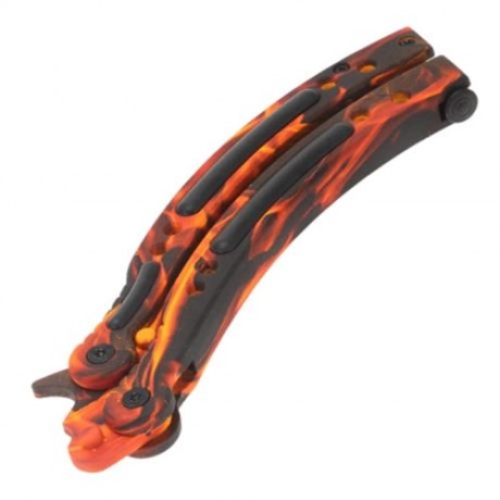 FOLDING PRACTICE BUTTERFLY UNSHARPENED FLAIL KNIFE (ORANGE)
