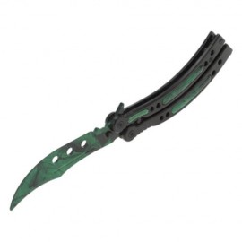 FOLDING PRACTICE BUTTERFLY UNSHARPENED FLAIL KNIFE (GREEN)