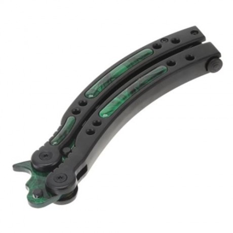 FOLDING PRACTICE BUTTERFLY UNSHARPENED FLAIL KNIFE (GREEN)