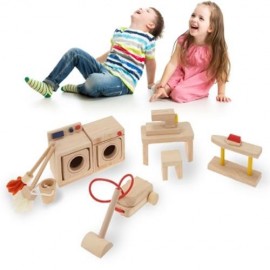 KIDS UTILITY ROOM CHILDREN EDUCATIONAL TOYS MINI WOODEN FURNITURE (WOOD)