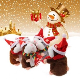 CHRISTMAS STYLE CUTE TALKING HAMSTER PLUSH TOY SOUND RECORD (GRAY)