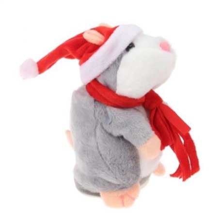 CHRISTMAS STYLE CUTE TALKING HAMSTER PLUSH TOY SOUND RECORD (GRAY)