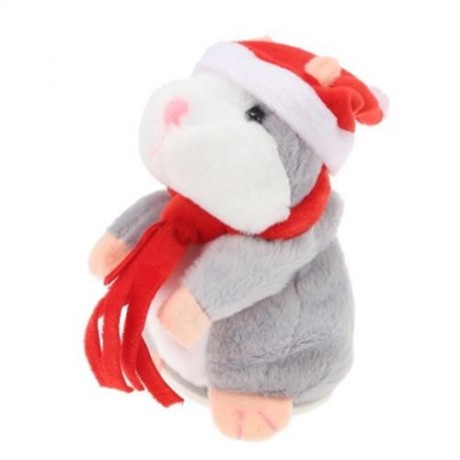 CHRISTMAS STYLE CUTE TALKING HAMSTER PLUSH TOY SOUND RECORD (GRAY)