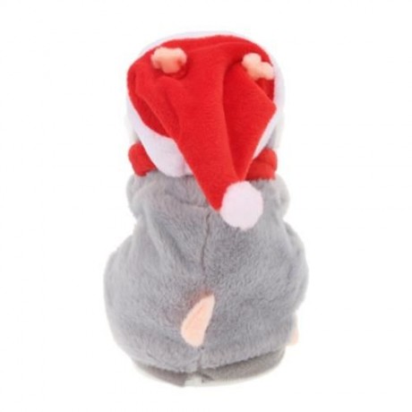 CHRISTMAS STYLE CUTE TALKING HAMSTER PLUSH TOY SOUND RECORD (GRAY)