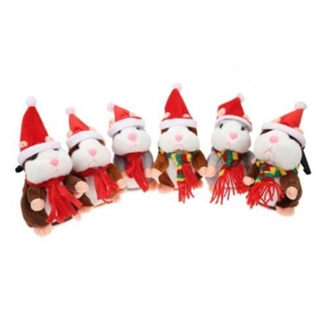 CHRISTMAS STYLE CUTE TALKING HAMSTER PLUSH TOY SOUND RECORD (GRAY)