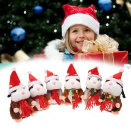 CHRISTMAS STYLE CUTE TALKING HAMSTER PLUSH TOY SOUND RECORD (LIGHT BROWN)