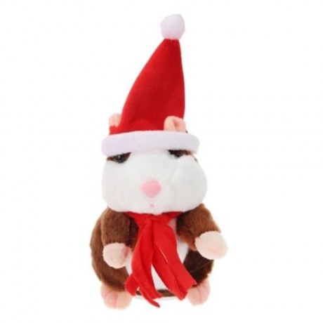 CHRISTMAS STYLE CUTE TALKING HAMSTER PLUSH TOY SOUND RECORD (DEEP BROWN)