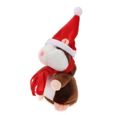 CHRISTMAS STYLE CUTE TALKING HAMSTER PLUSH TOY SOUND RECORD (DEEP BROWN)