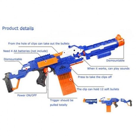 3 IN 1 ELECTRIC BURST OF SOFT BULLET RIFLE GUN TOY FOR KIDS OUTDOOR SHOOTING GAME (BLUE)