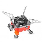 PORTABLE CARD TYPE CAMPAIGN BUTANE GAS STOVE BURNER (RED)
