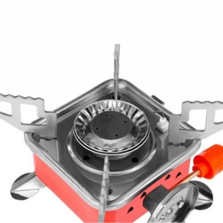 PORTABLE CARD TYPE CAMPAIGN BUTANE GAS STOVE BURNER (RED)