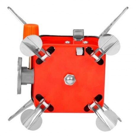 PORTABLE CARD TYPE CAMPAIGN BUTANE GAS STOVE BURNER (RED)