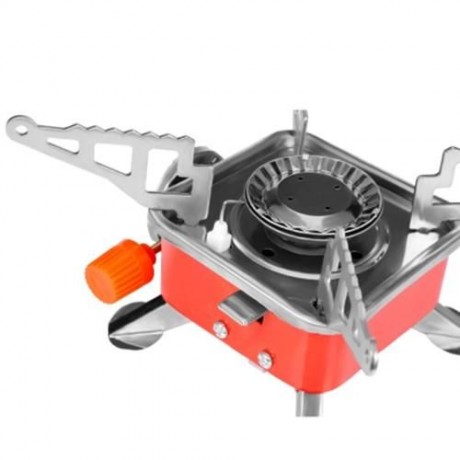 PORTABLE CARD TYPE CAMPAIGN BUTANE GAS STOVE BURNER (RED)