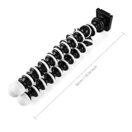 02 ADJUSTABLE OCTOPUS HOLDER COMPACT CAMERA TRIPOD (BLACK WHITE)