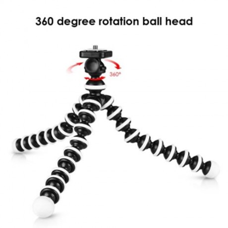 02 ADJUSTABLE OCTOPUS HOLDER COMPACT CAMERA TRIPOD (BLACK WHITE)