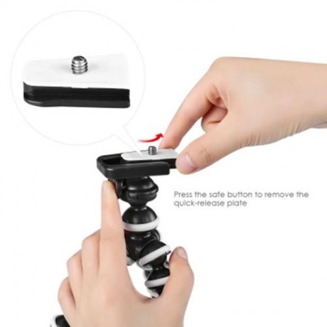 02 ADJUSTABLE OCTOPUS HOLDER COMPACT CAMERA TRIPOD (BLACK WHITE)