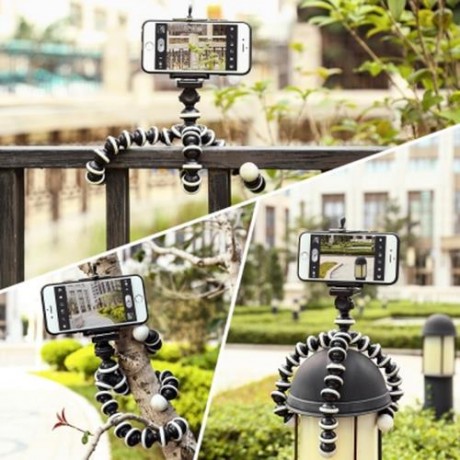02 ADJUSTABLE OCTOPUS HOLDER COMPACT CAMERA TRIPOD (BLACK WHITE)