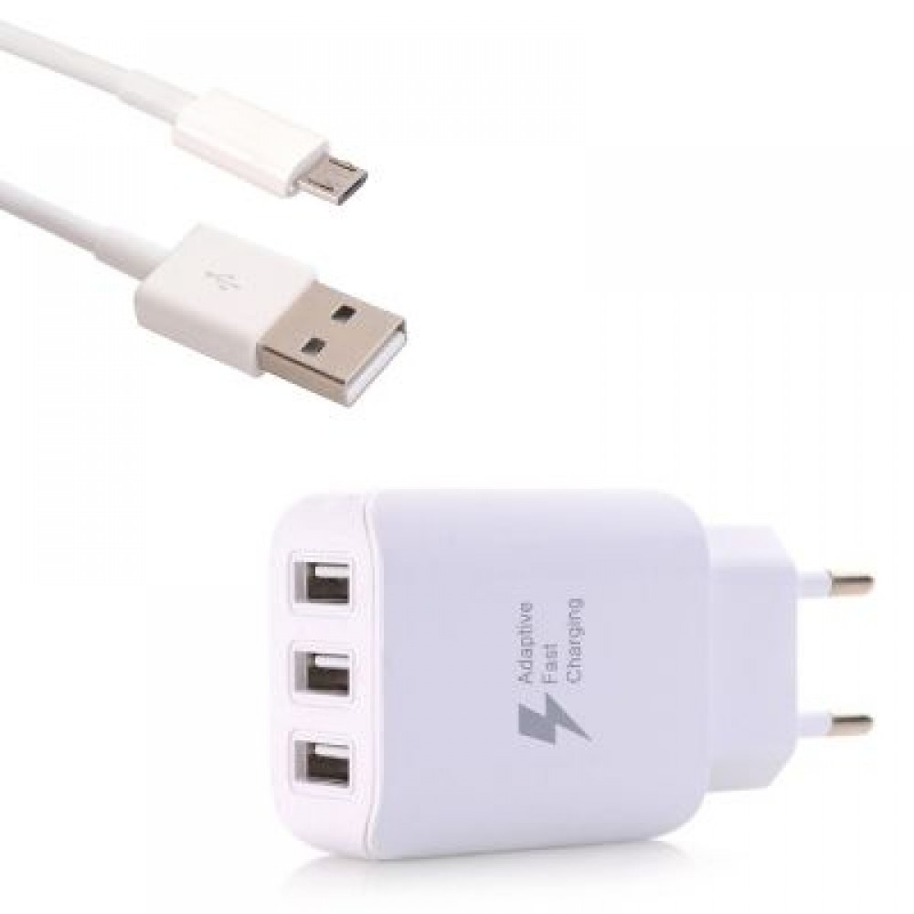 3 USB Wall Charger Travel Adapter Fast Charging Quick Charge Micro USB Data Charging Cab 3 USB Wall Charger Travel Adapter Fast Charging Quick Charge Micro USB Data Charging Cab