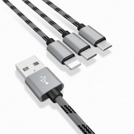 High Quality Wire 3 in 1 Cable and Charging Cable Usb for Android Micro iPhone Type-C Usb 