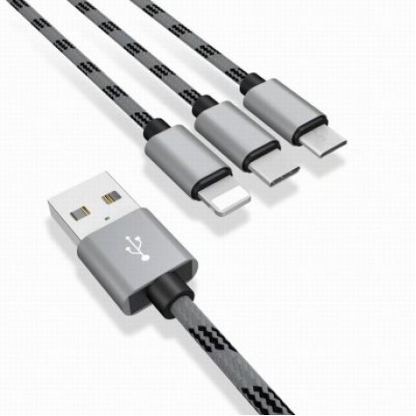 High Quality Wire 3 in 1 Cable and Charging Cable Usb for Android Micro iPhone Type-C Usb 