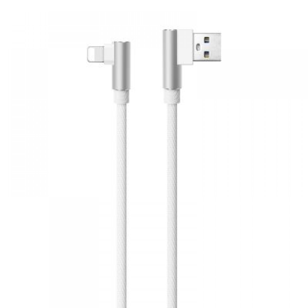 Nylon Braid 8 Pin L Bending Data Charger Usb Cable (WHITE)