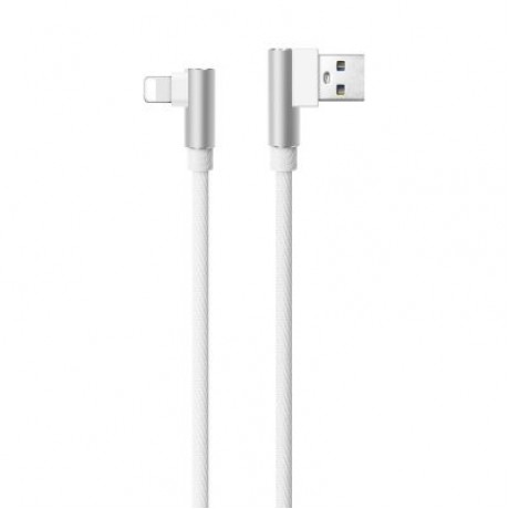 Nylon Braid 8 Pin L Bending Data Charger Usb Cable (WHITE)
