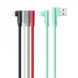 Nylon Braid 8 Pin L Bending Data Charger Usb Cable (WHITE)