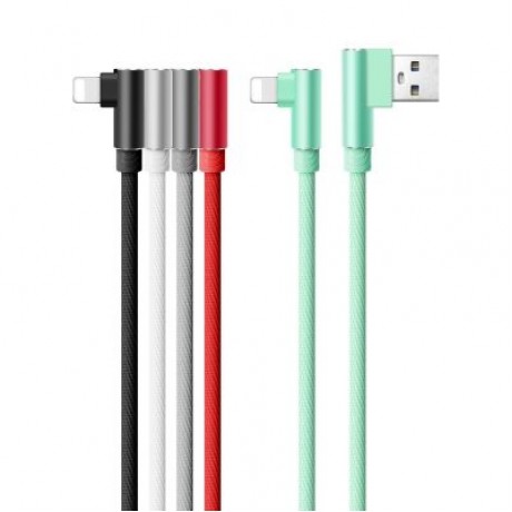 Nylon Braid 8 Pin L Bending Data Charger Usb Cable (WHITE)