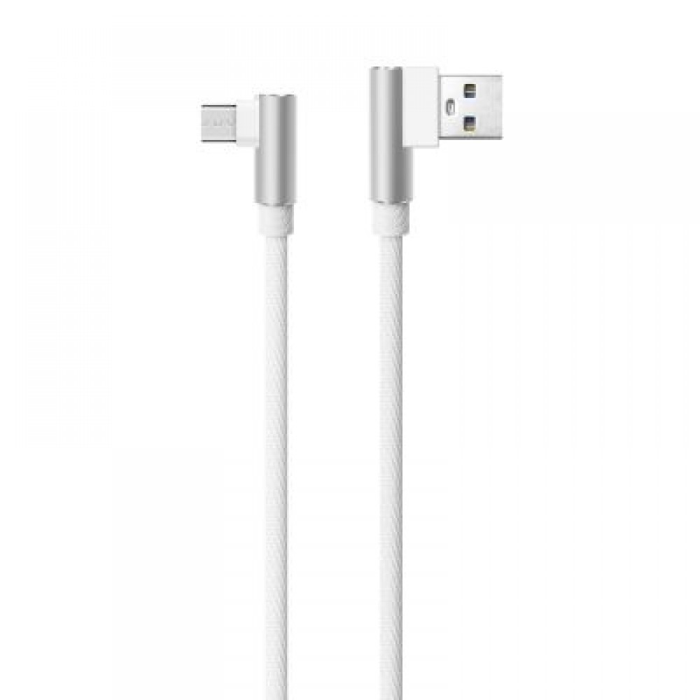 Nylon Braid Micro L Bending Data Charger Usb Cable for Android (WHITE)