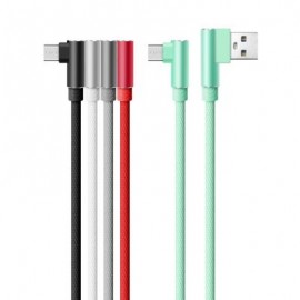 Nylon Braid Micro L Bending Data Charger Usb Cable for Android (WHITE)
