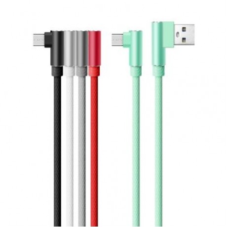 Nylon Braid Micro L Bending Data Charger Usb Cable for Android (WHITE)