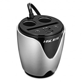 HSC 200B CAR CHARGER CUP SHAPE CIGARETTE LIGHTER SOCKETS (SILVER)