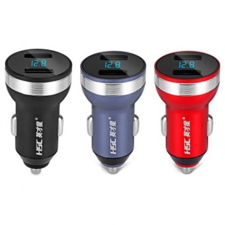 HSC 107D CAR CHARGER DUAL USB PORTS VOLTAGE MONITOR (SMASHING)