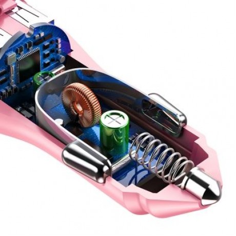 Baseus BSQC - 01 Adorkable Car Charger Double USB Output (PINK)