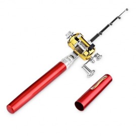 Y4516 MINI PORTABLE PEN SHAPE FISHING TACKLE COMBO (RED)