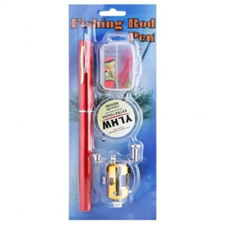 Y4516 MINI PORTABLE PEN SHAPE FISHING TACKLE COMBO (RED)